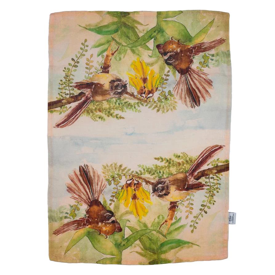 Ali Davies Piwakawka Fantail Tea Towel