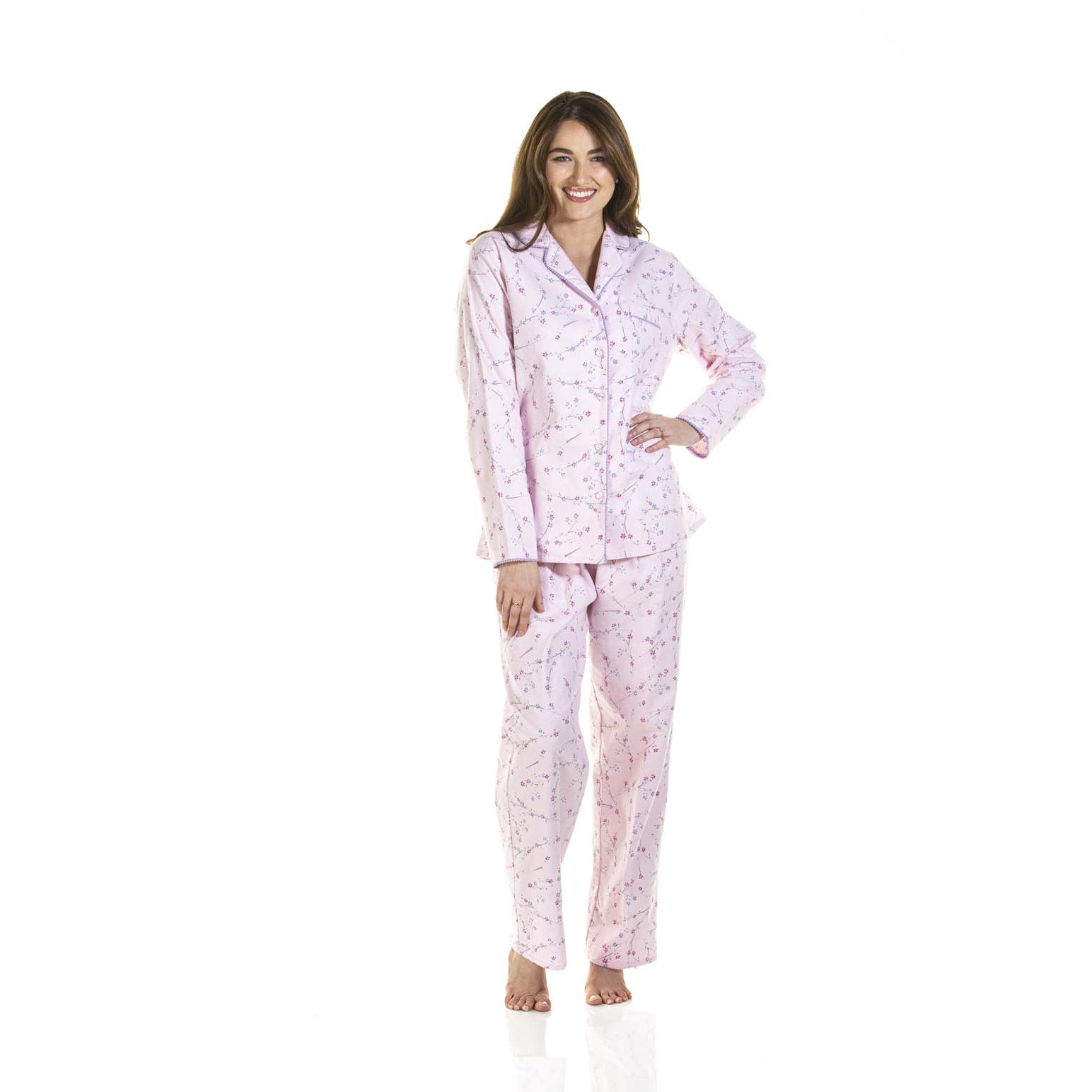 Sue Marks Brushed Cotton Flannel Long Sleeve Flannel Pyjamas