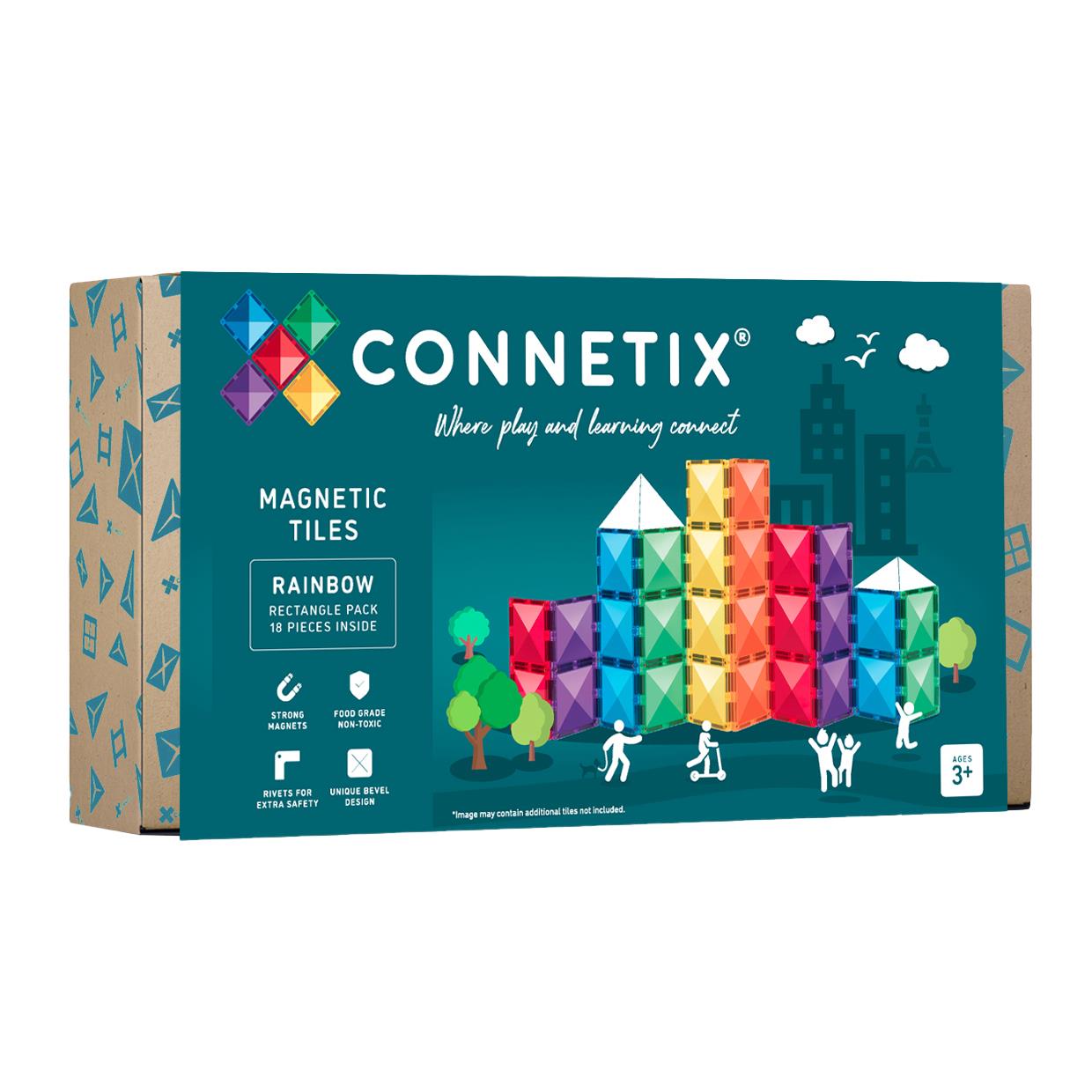 Connetix Tiles Rainbow Rectangle Pack 18 Pc