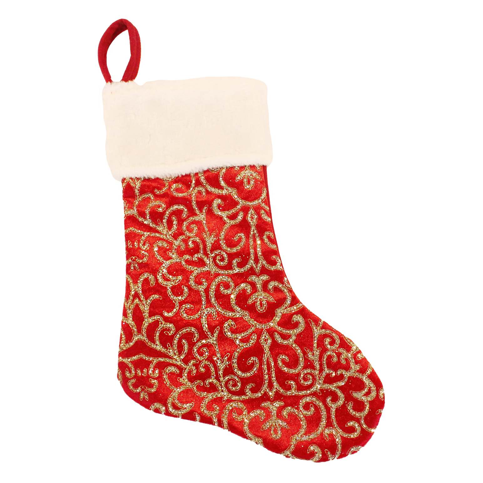 Stocking Red Gold With Swirl Pattern 20 Inch