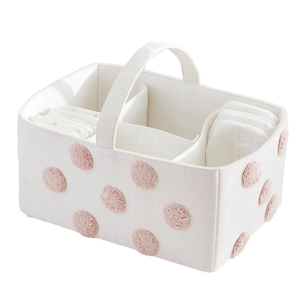 Pottery Barn Kids Embroidered Dot Nursery Storage Rectangle Caddy Blush