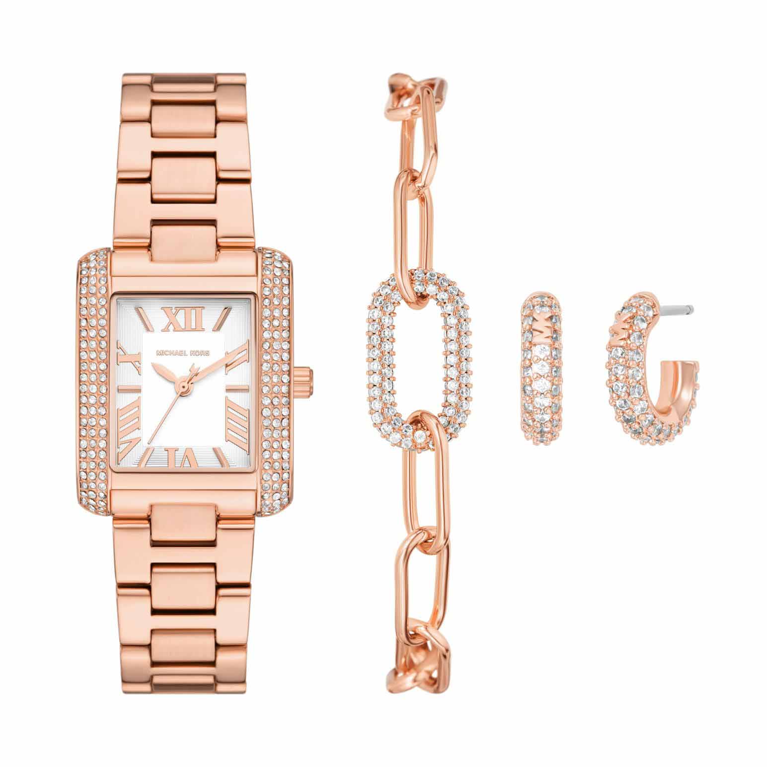 Michael Kors Emery Three-Hand Rose Gold-Tone Stainless Steel Watch Gift Set