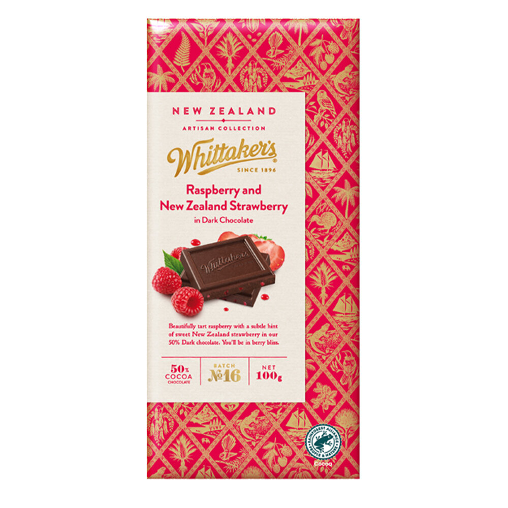 Whittaker's Raspberry & NZ Strawberry in 50% Dark Chocolate 100g