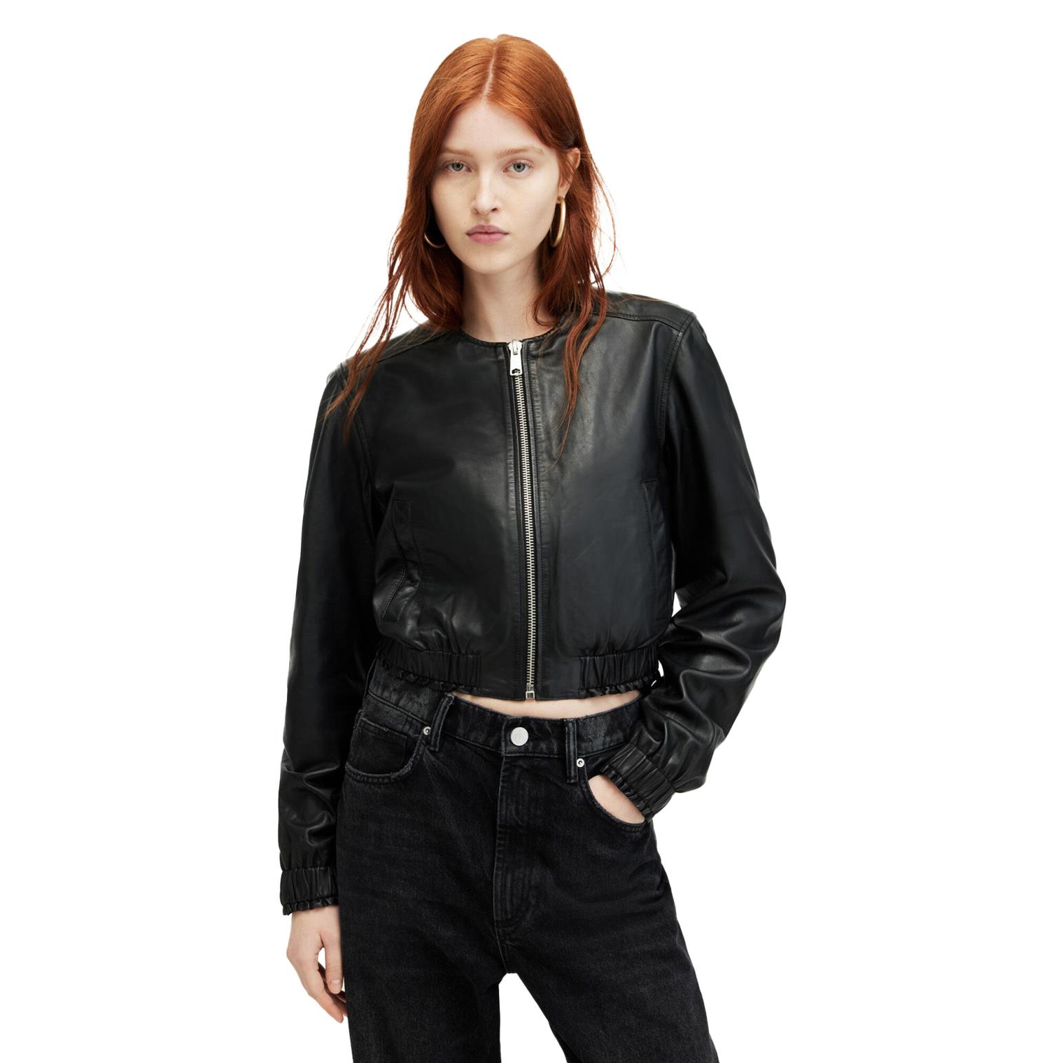 AllSaints Everly Leather Bomber Jacket