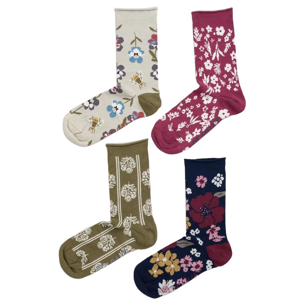 Seasalt Cornwall Women's Sailor Socks Box Of 4 Floral Fair Rose Mix