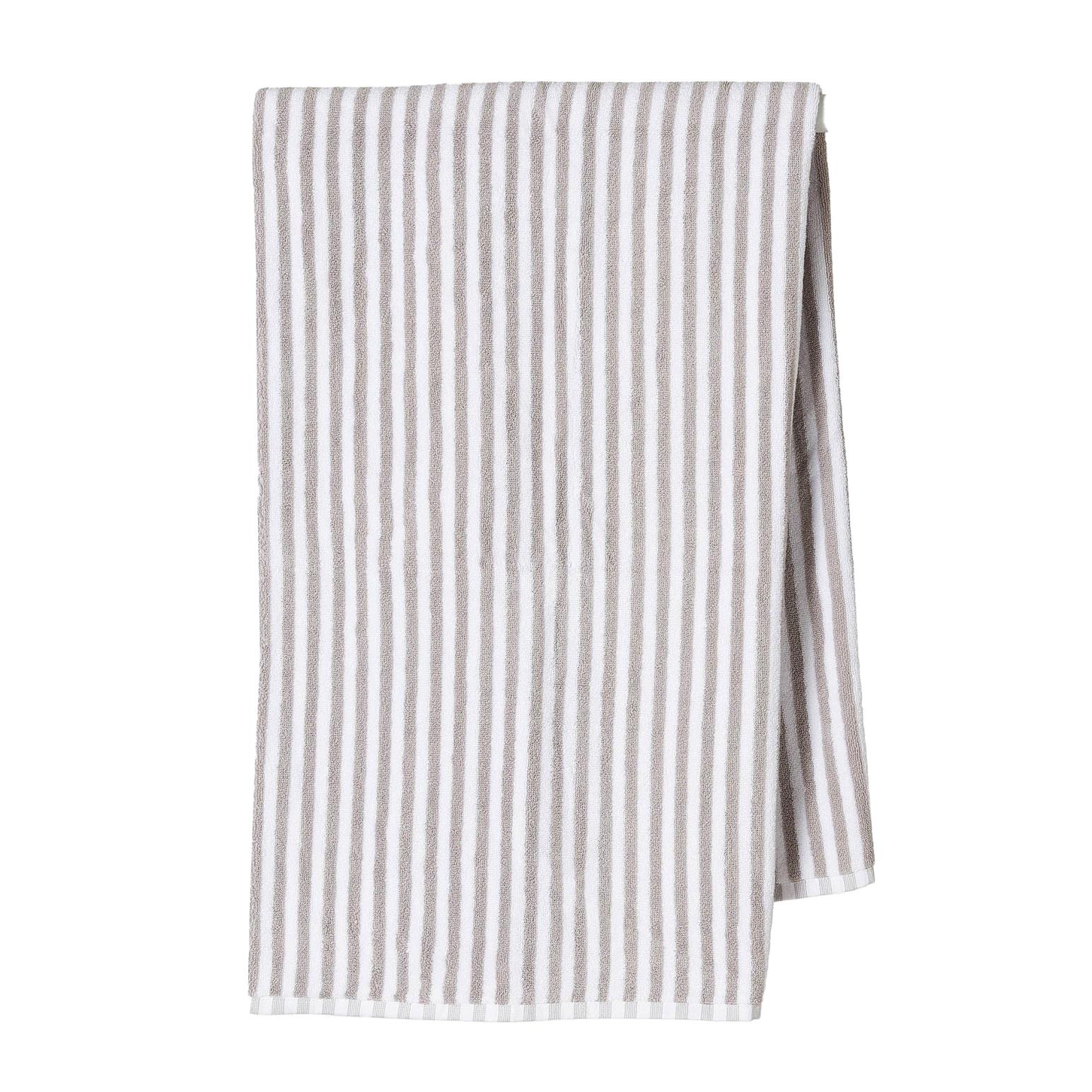 Città Wide Stripe Cotton Bath Towel Grey/White  - 80x150cm