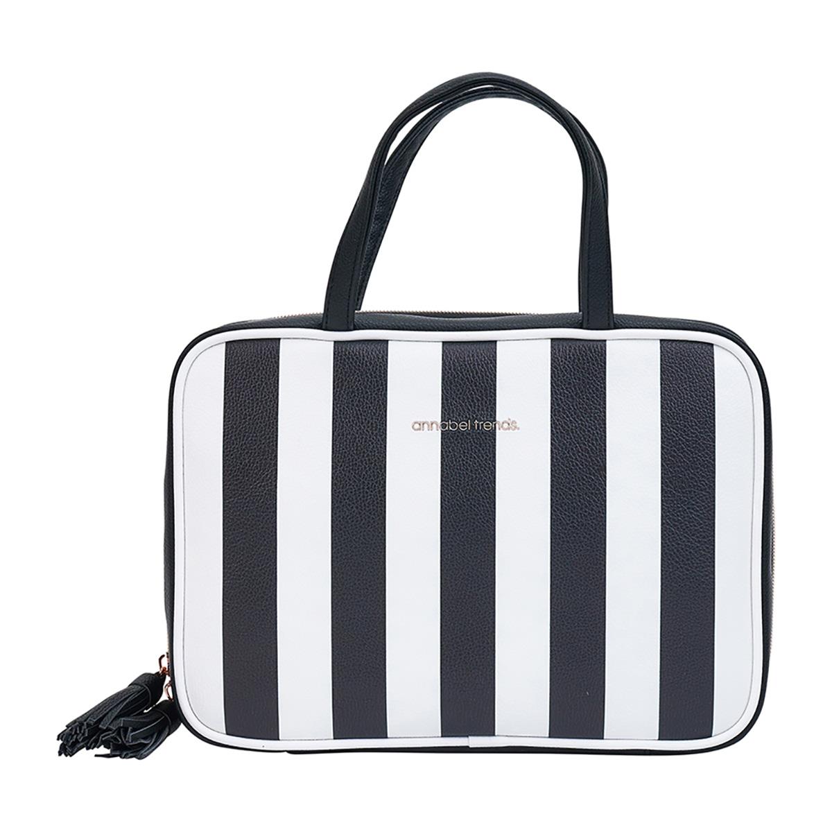 Annabel Trends Vanity Toiletries Bag - Black & White Stripe