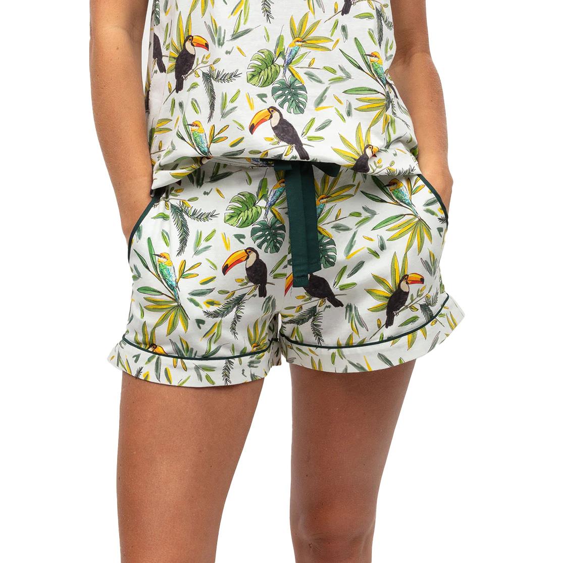 Cyberjammies White Toucan Printed Jersey Shorts