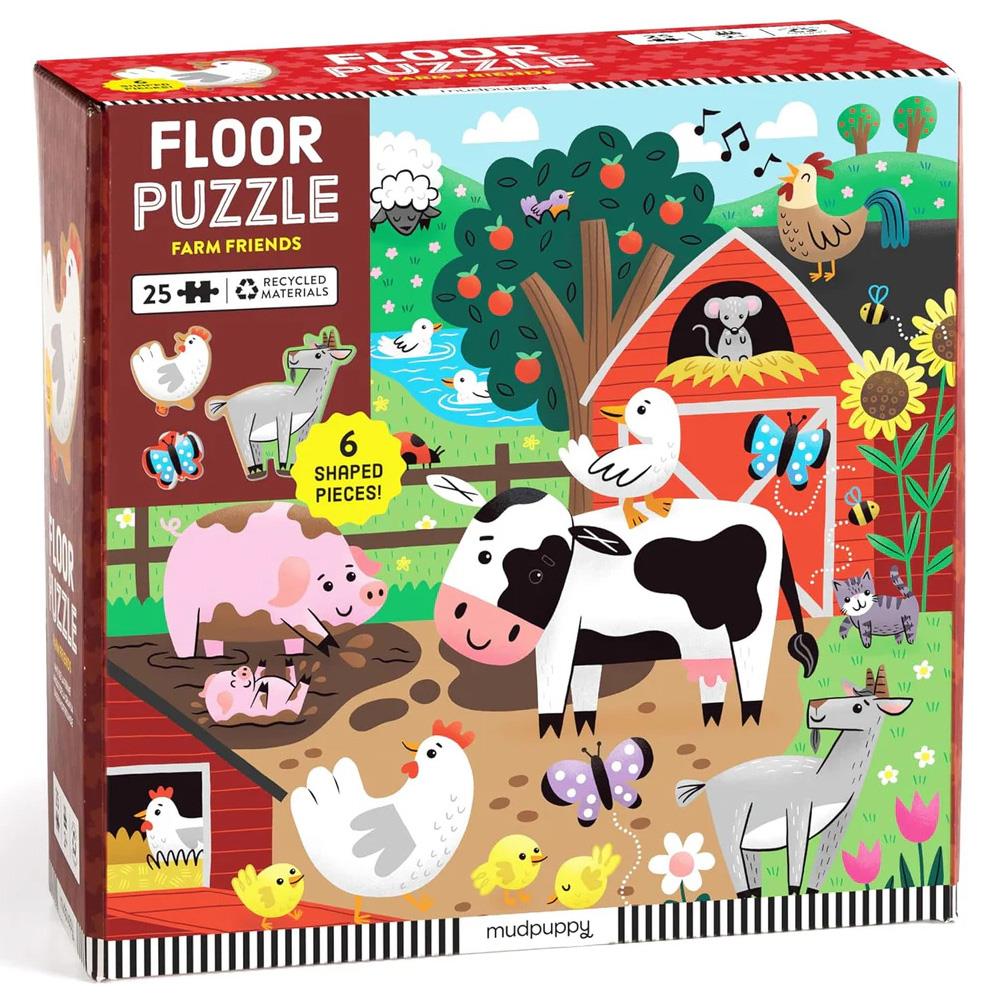 Mudpuppy Farm Friends 25 Piece Floor Puzzle with Shaped Pieces