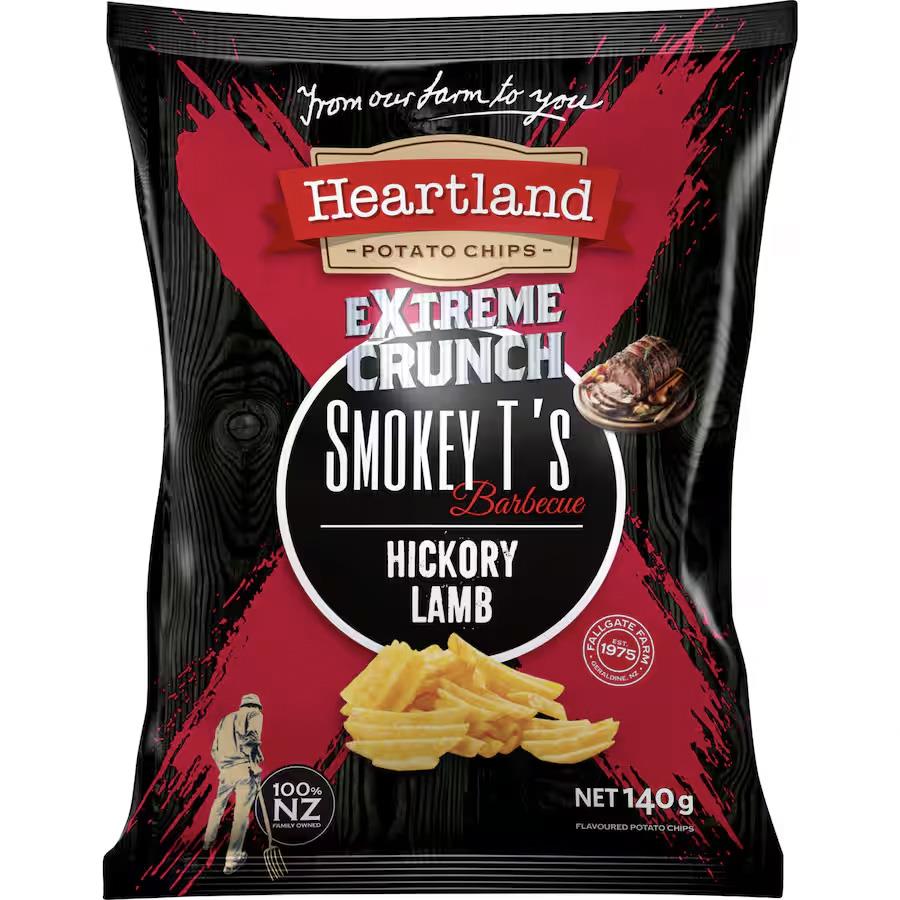 Heartland x Smokey T's Hickory Lamb Extreme Crunch Chips 140g