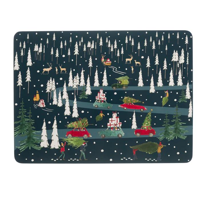 Sophie Allport Placemats - Set Of 4 - Home For Christmas (Scene Style)