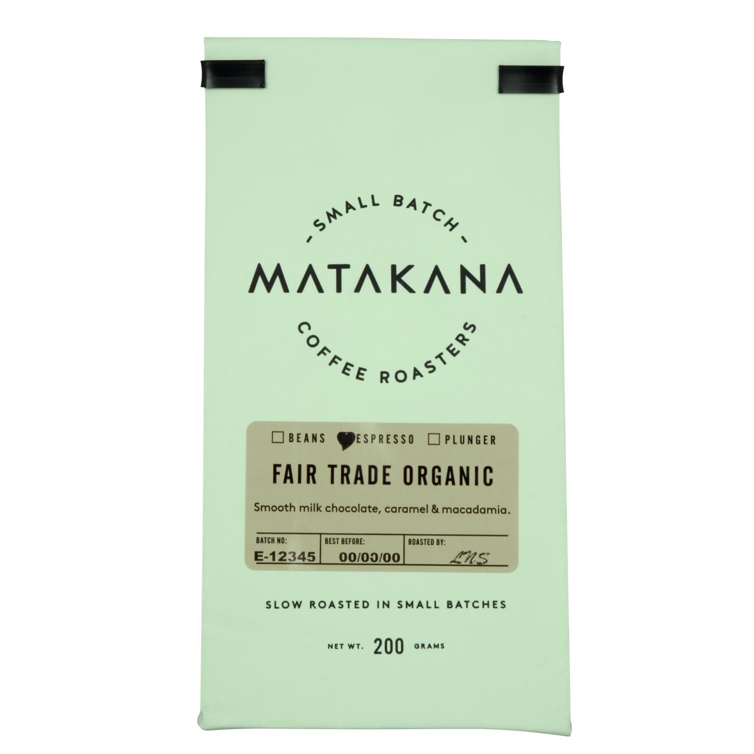 Matakana Coffee Roasters FT Organic Espresso 200g