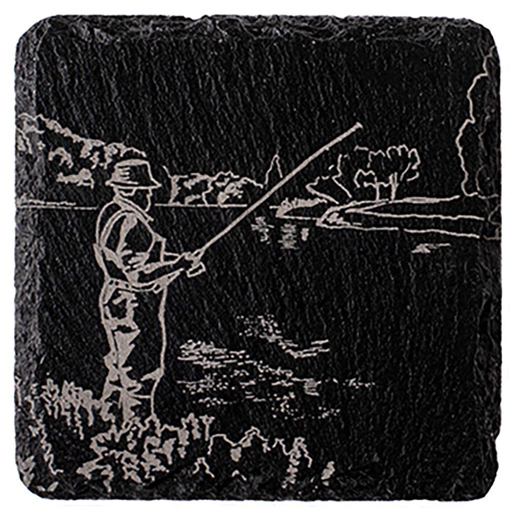 Just Slate Single Slate Coaster - Fishing