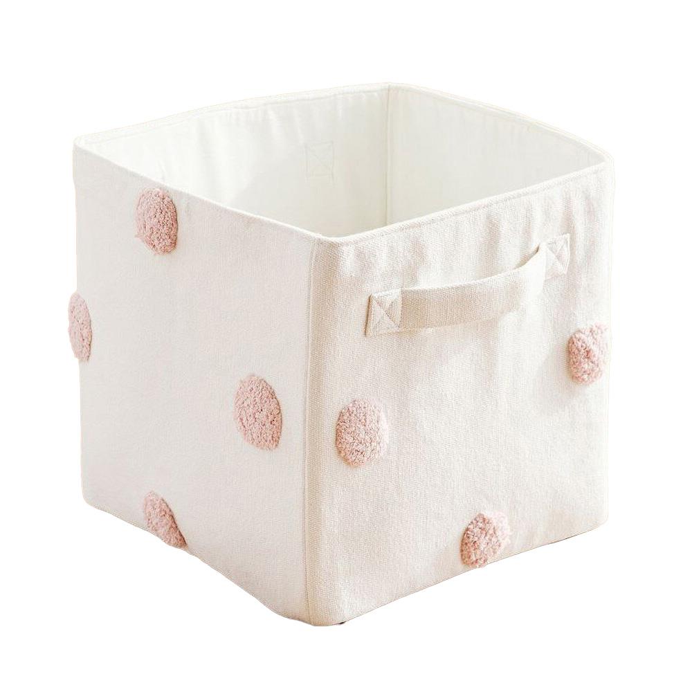 Pottery Barn Kids Embroidered Polka Dot Utility Cube Storage Blush