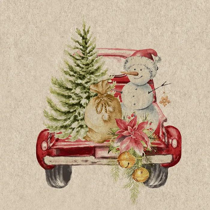 Car Snowman Luncheon Napkin