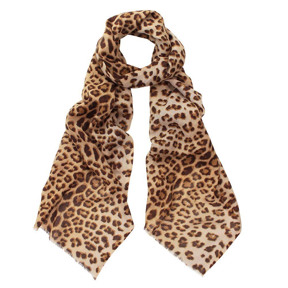 D)LUX Jaguar Animal Print Wool Silk Scarf