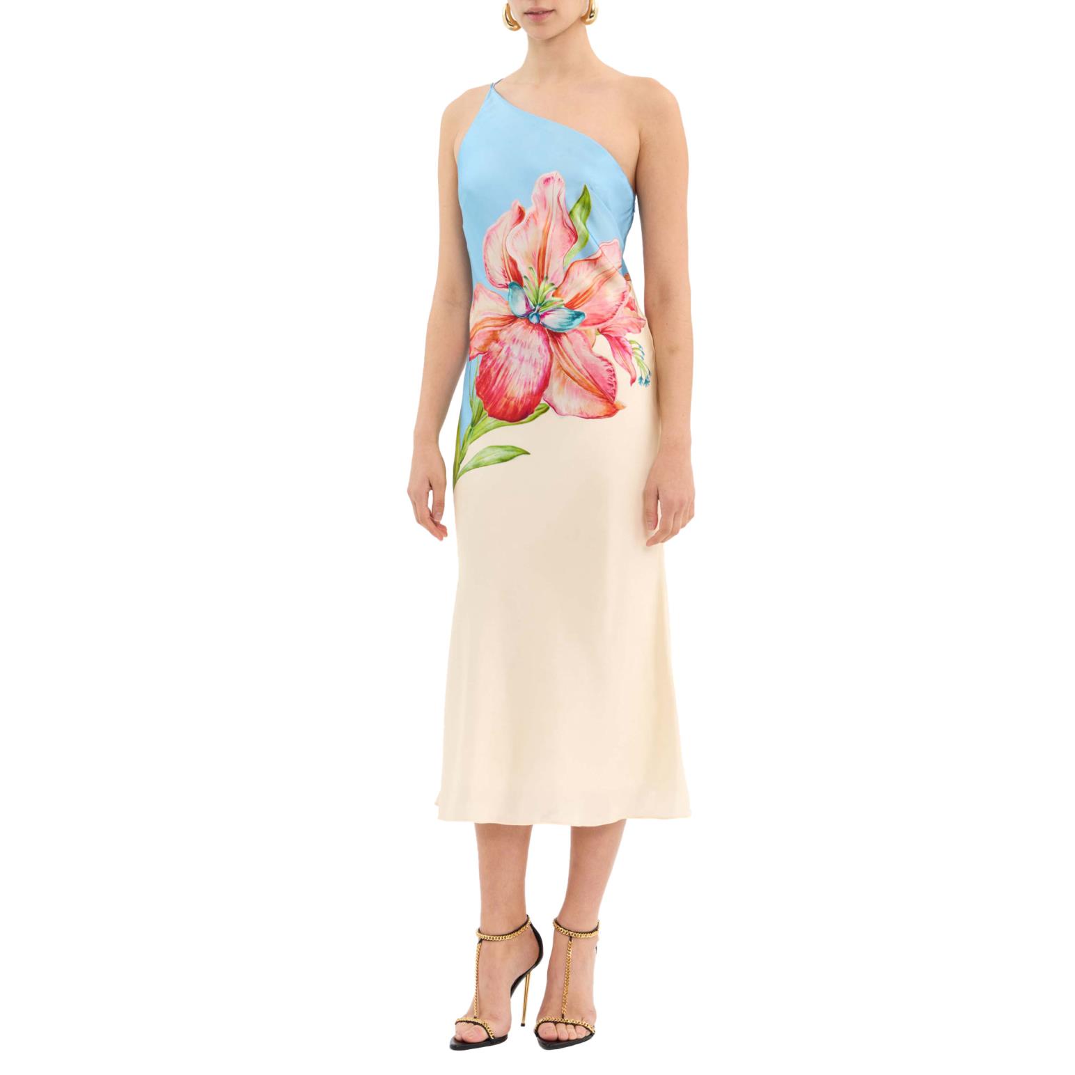 Rebecca Vallance Orchid Oasis One Shoulder Midi Dress