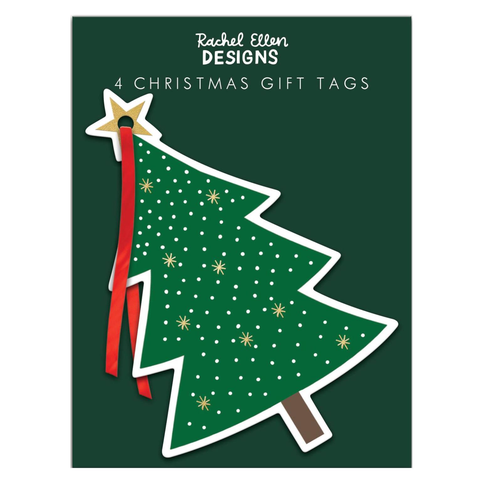 Rachel Ellen Christmas Tree Die Cut Tag Pkt Of 4