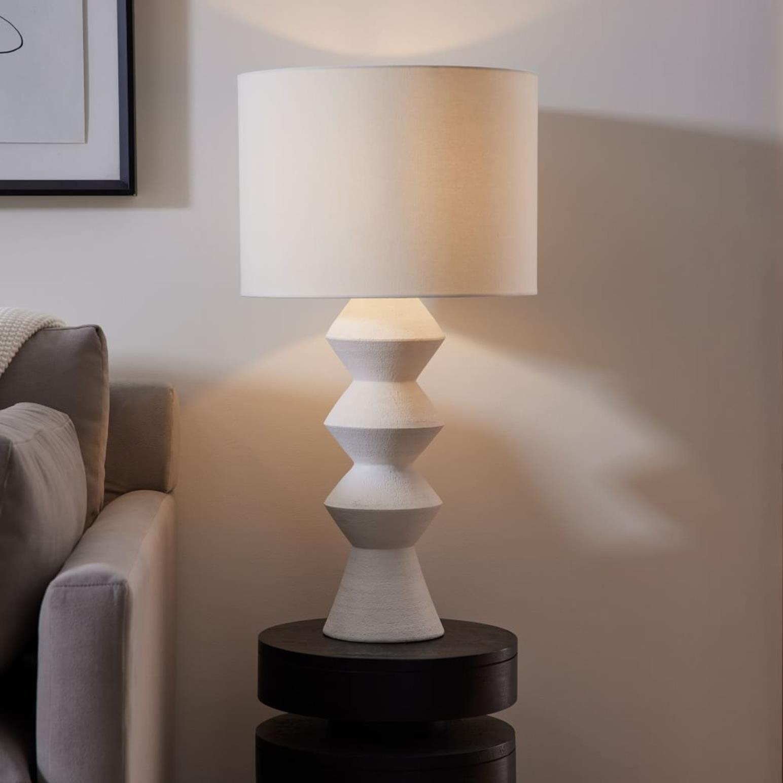 West Elm Diego Ceramic Table Lamp Linen Shade