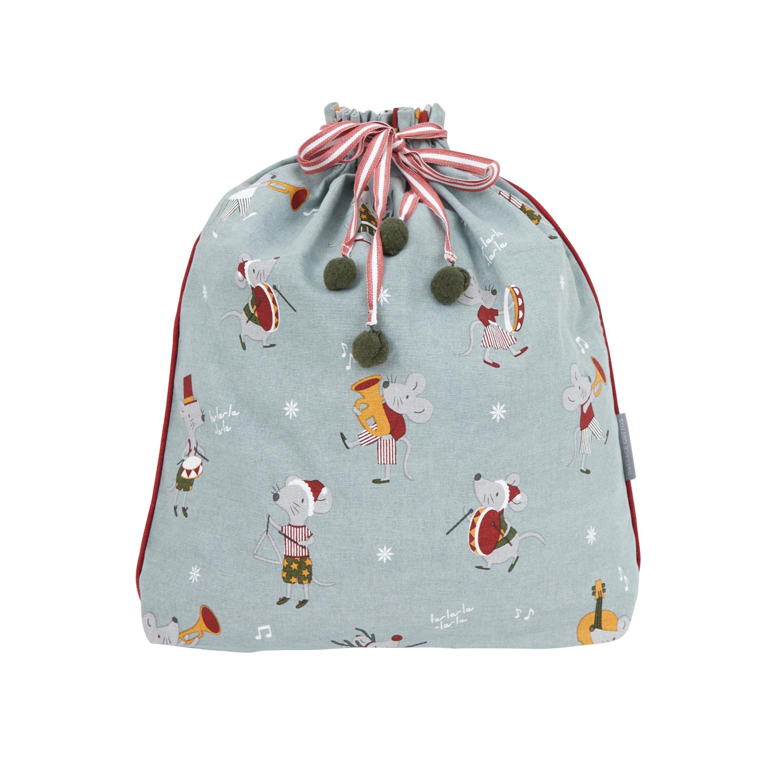 Wallace Cotton Merry Mice Santa Sack