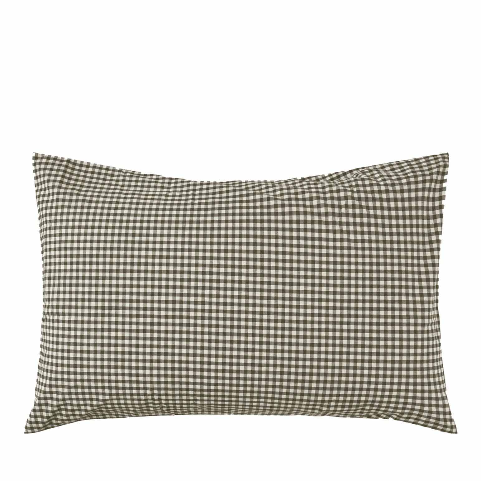 Città Gingham Organic Cotton Pillowcase Pair Olive