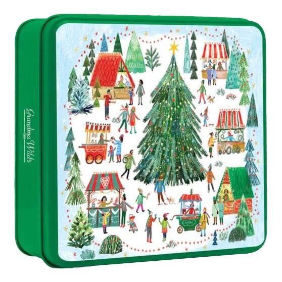 Grandma Wild's Embossed Christmas Village Market Tin 160g