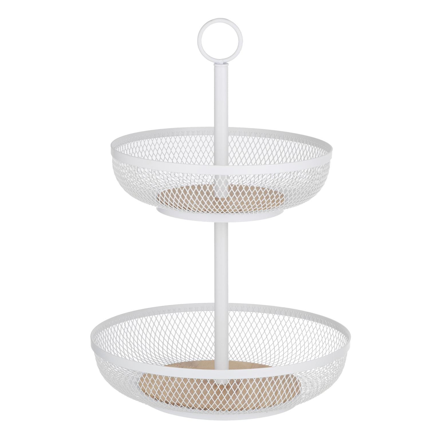 Ladelle Olsen White 2 Tier Mesh Fruit Basket