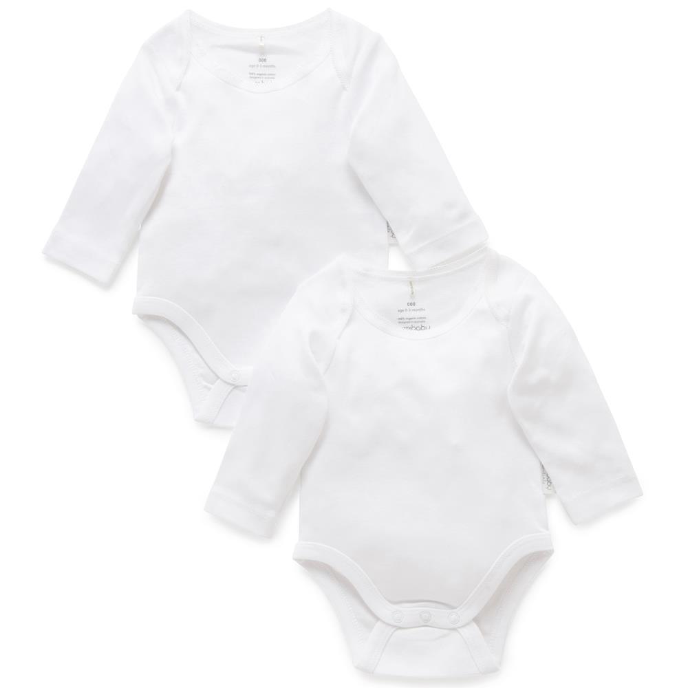 Purebaby Easy Neck L/S Bodysuit 2 Pack