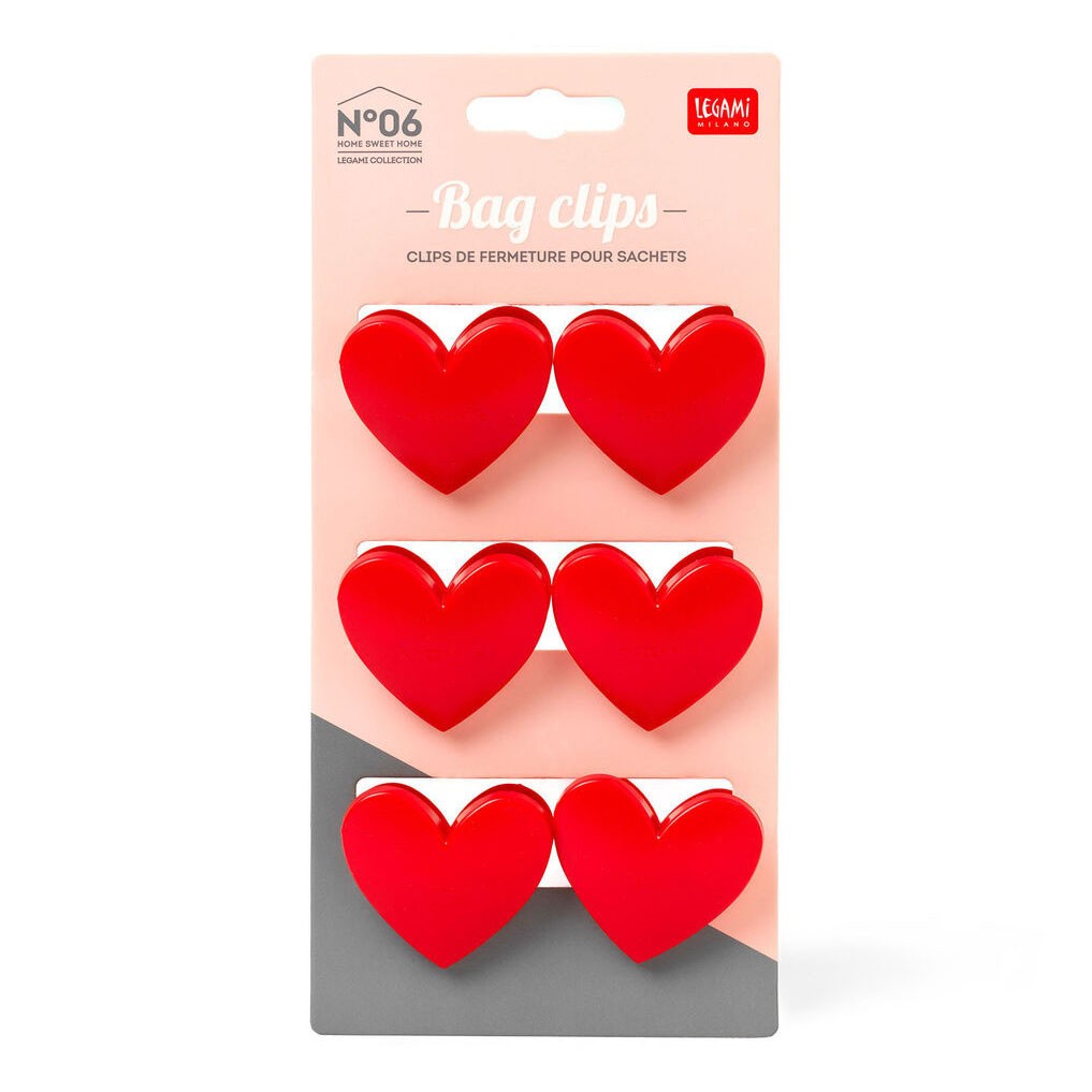 LegamSet of Bag Clips x 6 - Hearts