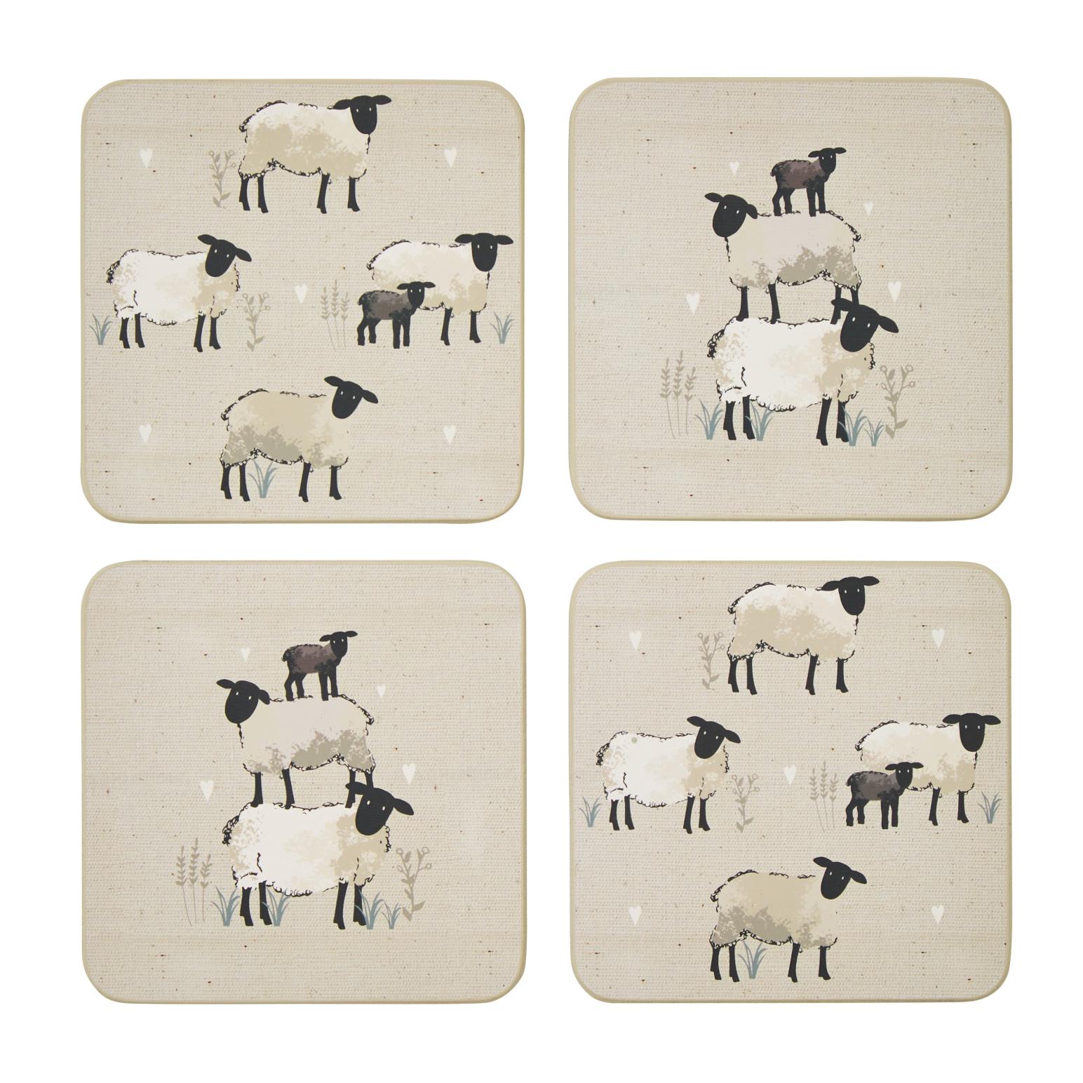 Cooksmart Highland Sheep Set Of 4 Coasters