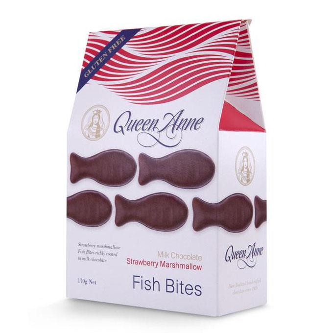 Queen Anne Milk Chocolate Strawberry Marshmallow Fish Bites 170g