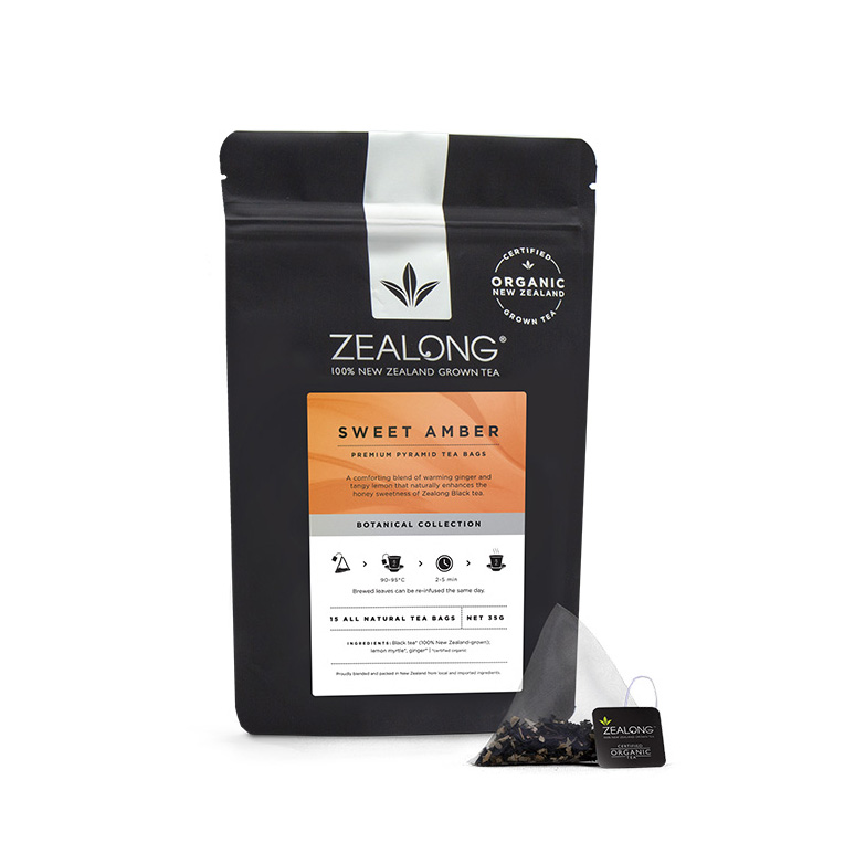 Zealong Sweet Amber Black Tea, Lemon & Ginger Tea Bag Pouch 37.5g