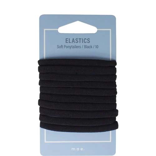 Mae Elastic Soft Ponytailers Black (10)