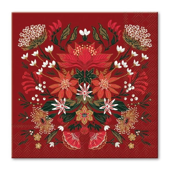 Punch Studio Christmas Garden Lunch Napkin Pack of 20