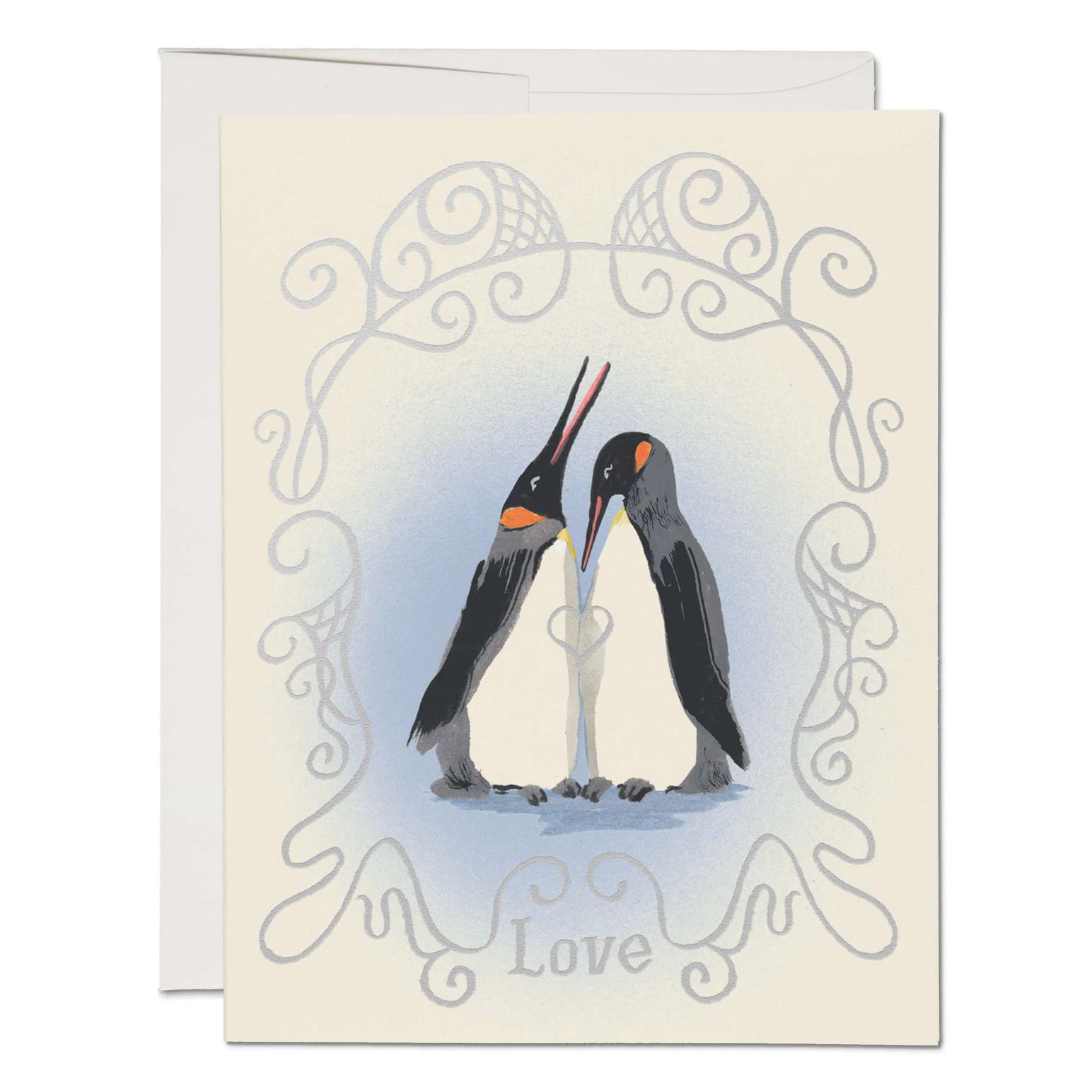 Red Cap Penguin Love Foil Card