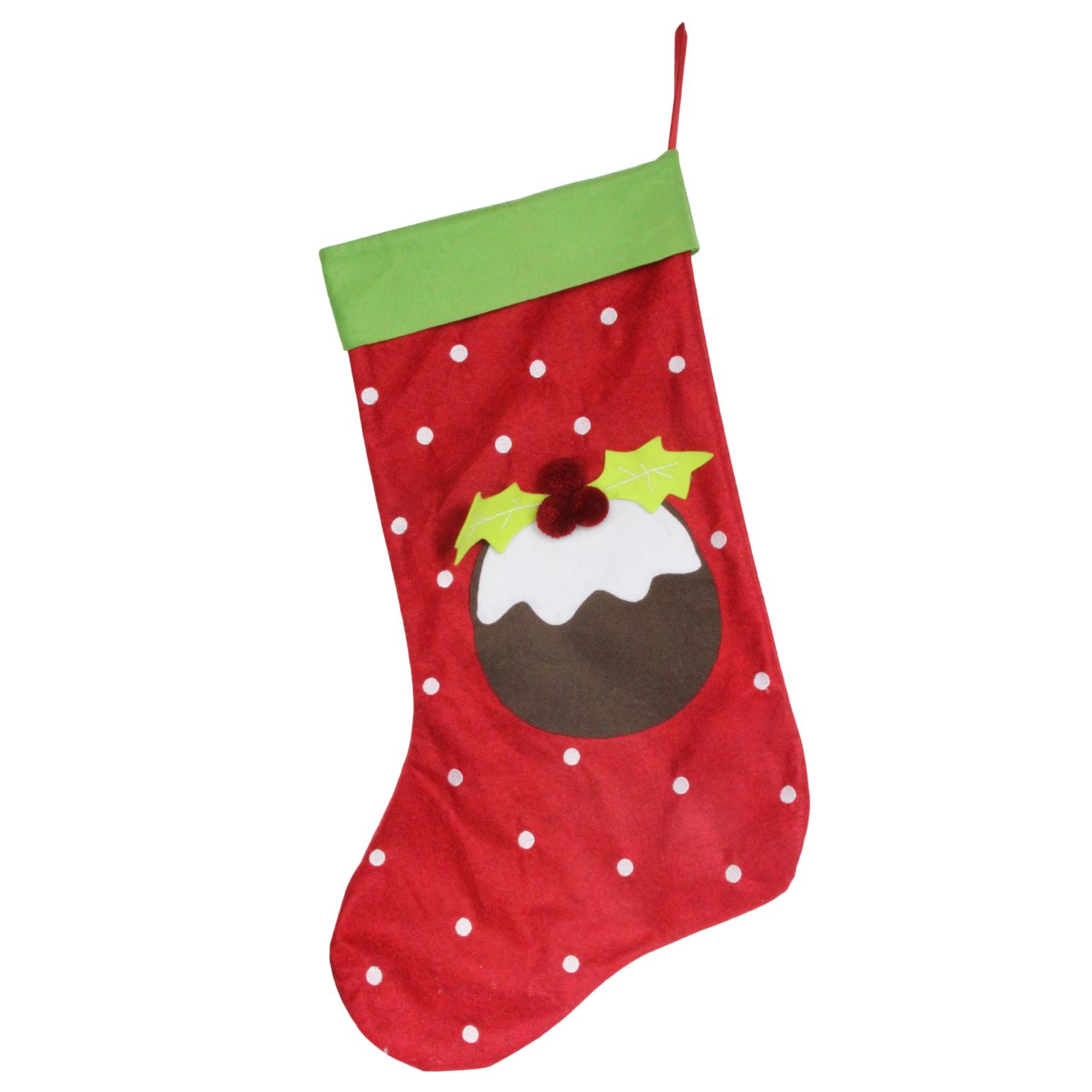 Gisela Graham Christmas Pudding/Polka Dot Felt Stocking - 70cm