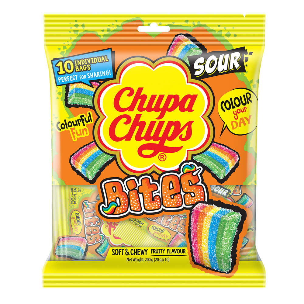 Chupa Chups Sour Bites Share 10 Pack 200g