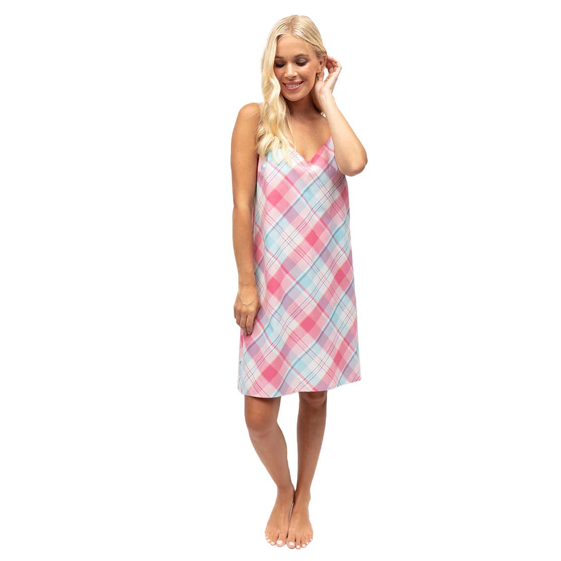 Cyberjammies Pink Check Strappy Short Nightdress