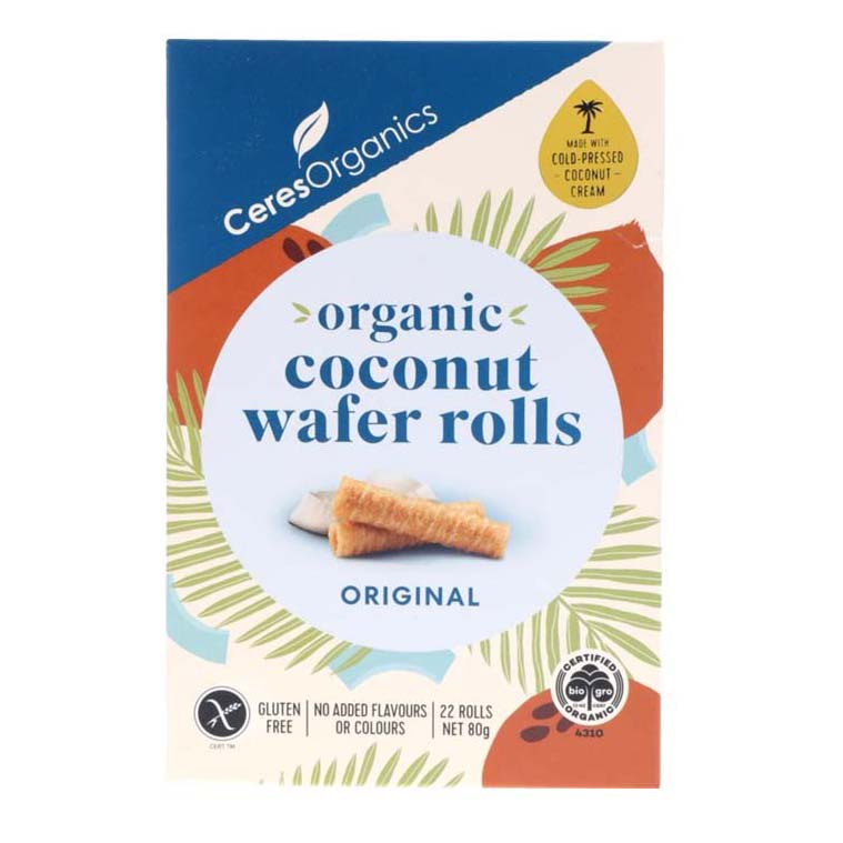 Ceres Organic Coconut Wafer Rolls Original 80g