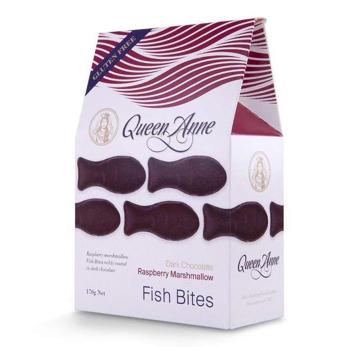 Queen Anne Dark Chocolate Raspberry Marshmallow Fish Bites 170g