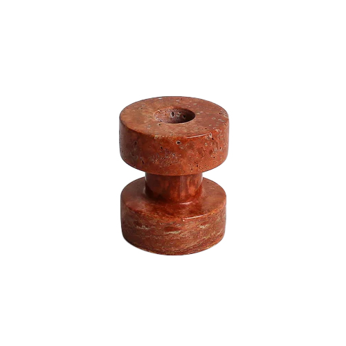 Otis Homewares Bobbin Candle Holder - Red Travertine