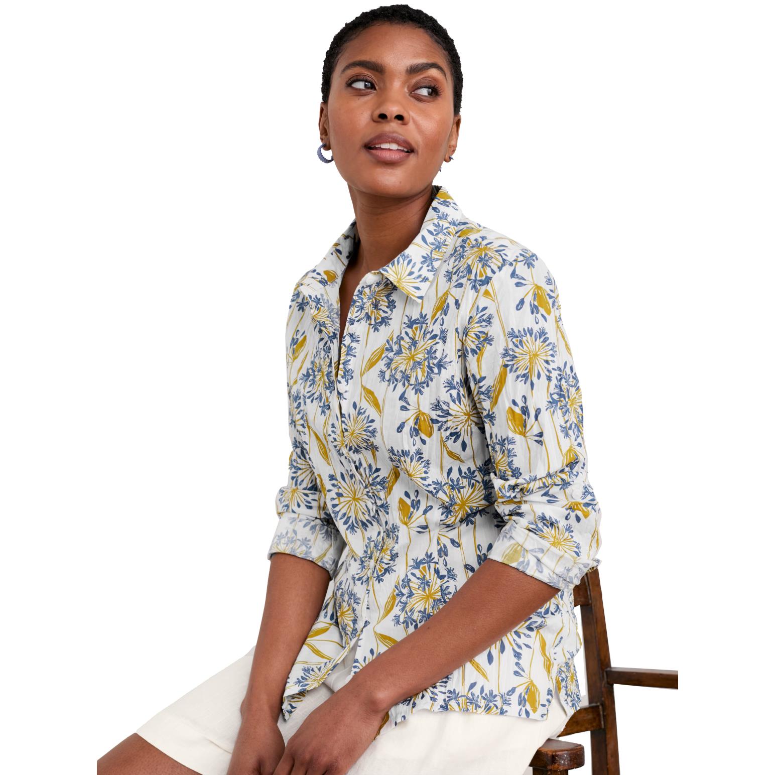 Seasalt Cornwall Larissa Shirt Agapanthus Lino Chalk