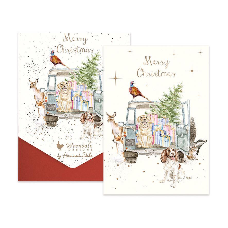 Wrendale Christmas Box of Cards: Driving Home