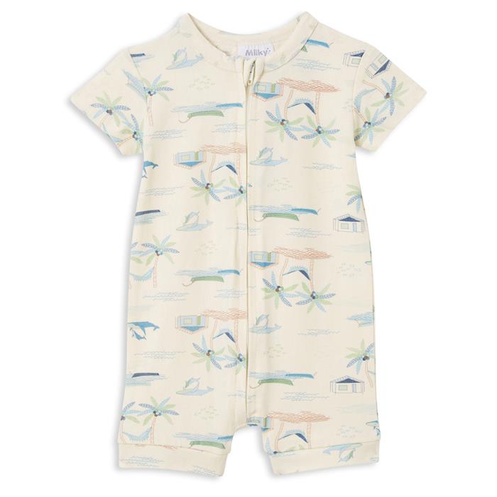 Milky Fishing Village Zip Romper