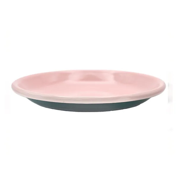 Dishy Enamel Service Plate 20cm - Dark Green/Pink