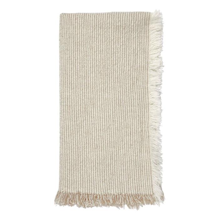 Broste Napkin Elouise - Off White/Taupe (Fungi Grey)