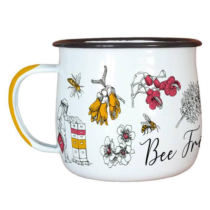 Tanya Wolfkamp Bee Friendly Flowers Enamel Mug