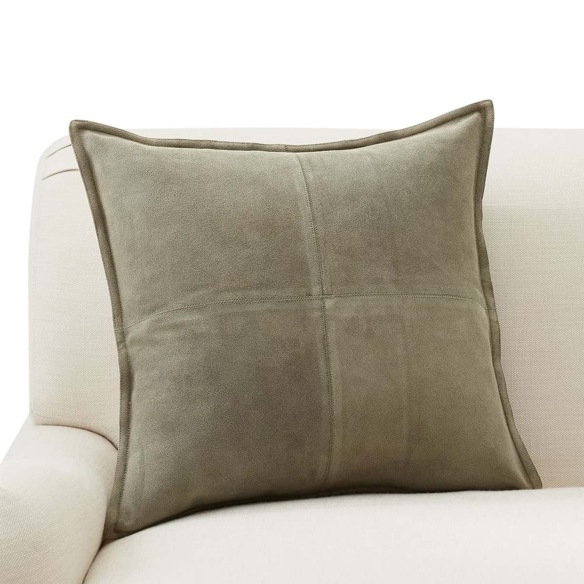 Pottery Barn Pieced Suede Cushion Cover 51cm Cypress