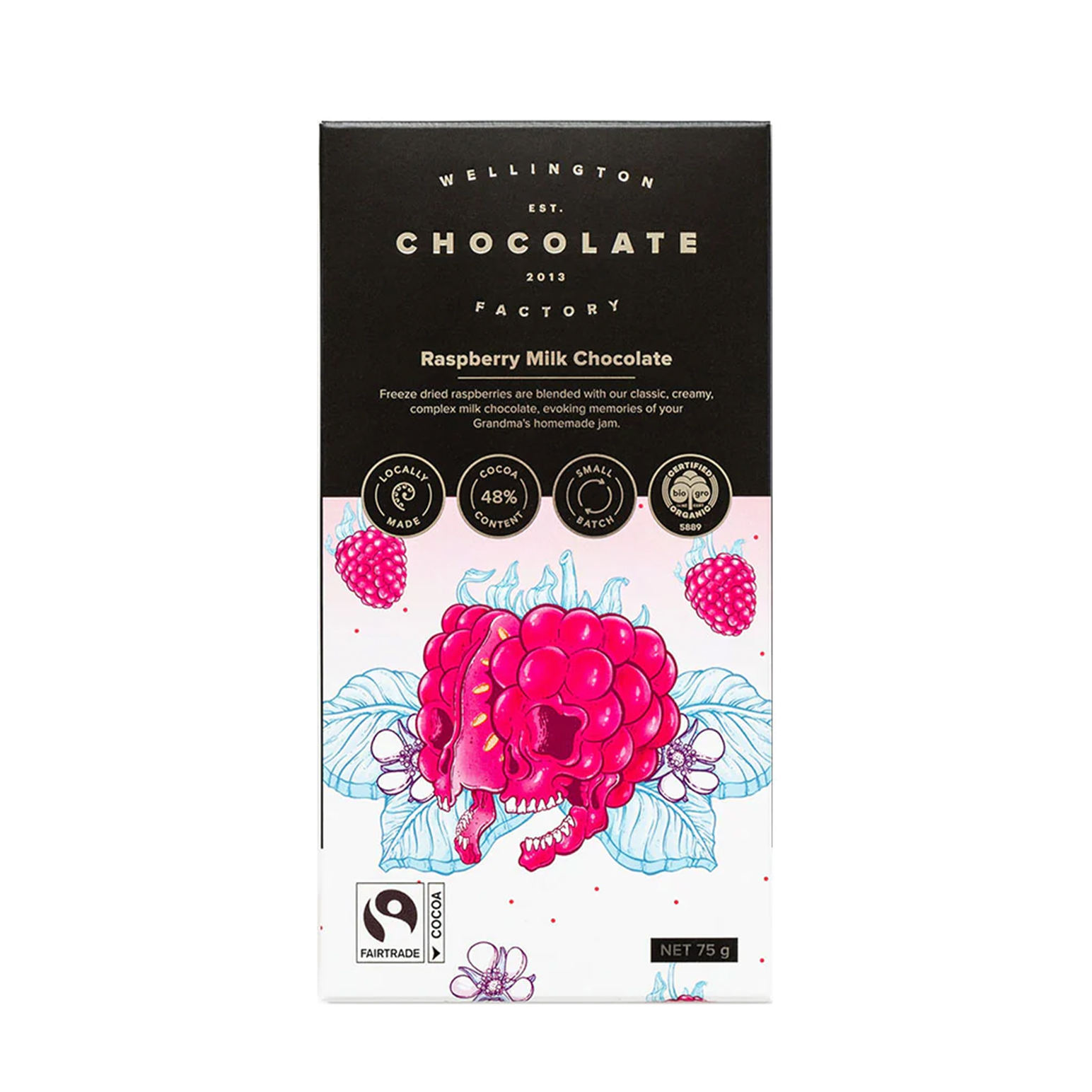 Wellington Chocolate Factory Raspberry Milk Chocolate Bar 75g