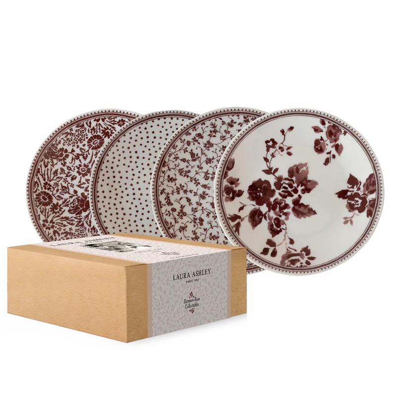 Laura Ashley Damson Limited Edition Set/4 Petit Four Plates 12 cm